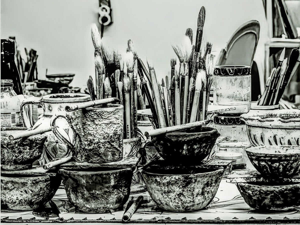 Spanish Ceramic Workshop in Black & White